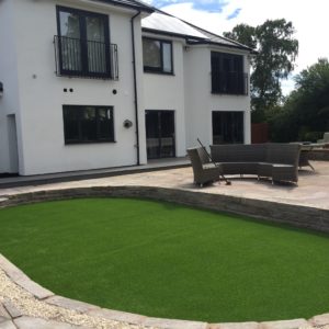 Modern House with Artificial Grass Lawn