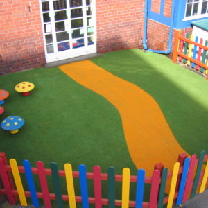 Artificial grass installation at nursery school in Chester